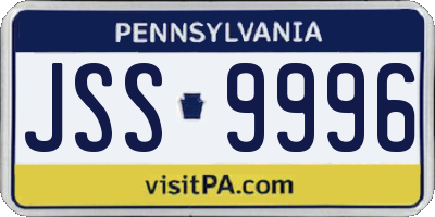 PA license plate JSS9996