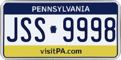 PA license plate JSS9998