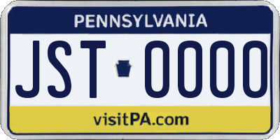 PA license plate JST0000