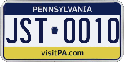 PA license plate JST0010