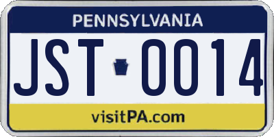PA license plate JST0014