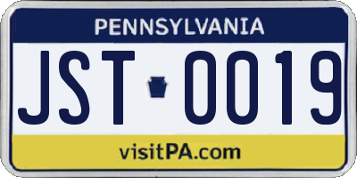 PA license plate JST0019