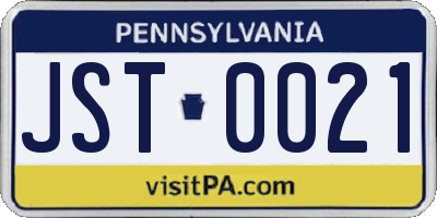 PA license plate JST0021
