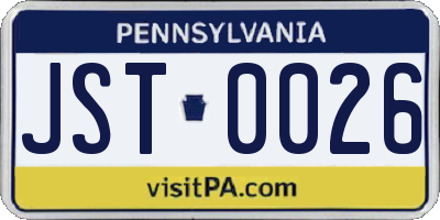 PA license plate JST0026