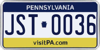 PA license plate JST0036