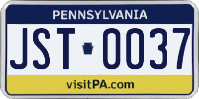PA license plate JST0037