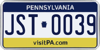 PA license plate JST0039