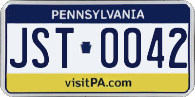 PA license plate JST0042