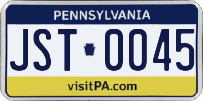 PA license plate JST0045