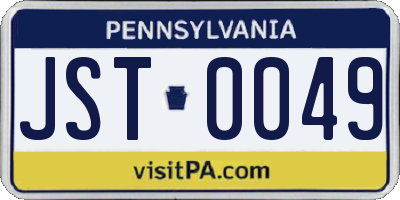 PA license plate JST0049