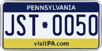 PA license plate JST0050