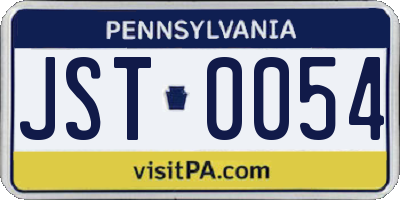 PA license plate JST0054