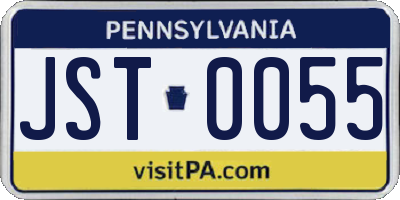 PA license plate JST0055