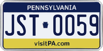 PA license plate JST0059