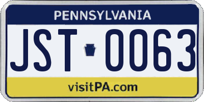 PA license plate JST0063
