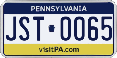 PA license plate JST0065