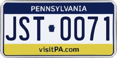 PA license plate JST0071