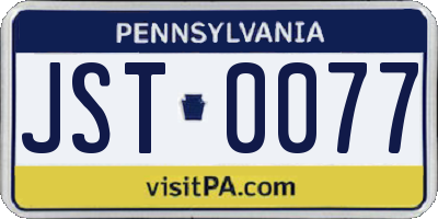 PA license plate JST0077