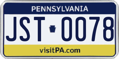 PA license plate JST0078
