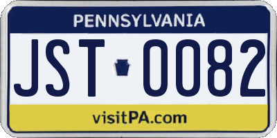 PA license plate JST0082