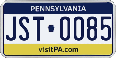 PA license plate JST0085