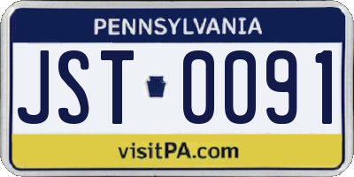 PA license plate JST0091