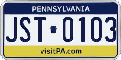 PA license plate JST0103