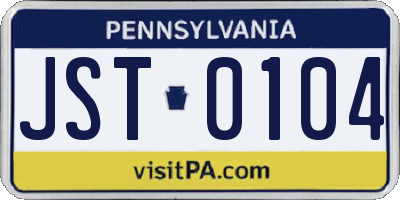 PA license plate JST0104