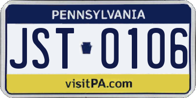 PA license plate JST0106