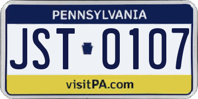 PA license plate JST0107