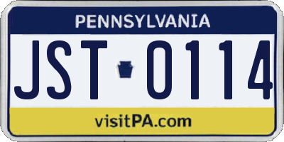 PA license plate JST0114