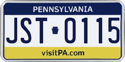 PA license plate JST0115