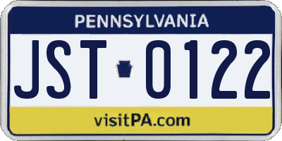 PA license plate JST0122