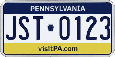 PA license plate JST0123