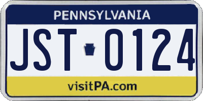 PA license plate JST0124