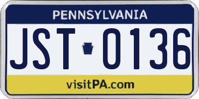 PA license plate JST0136