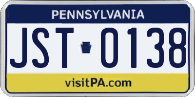 PA license plate JST0138