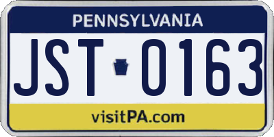 PA license plate JST0163