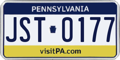PA license plate JST0177