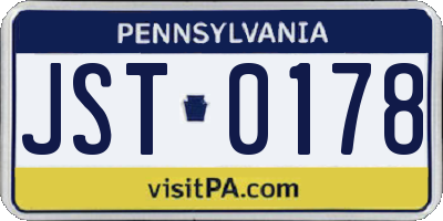 PA license plate JST0178