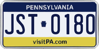 PA license plate JST0180