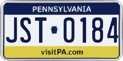 PA license plate JST0184