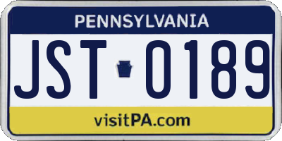PA license plate JST0189
