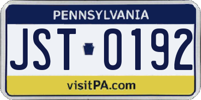 PA license plate JST0192