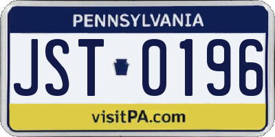 PA license plate JST0196