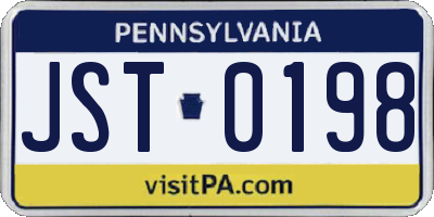 PA license plate JST0198