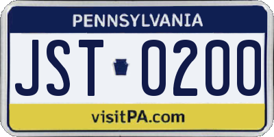 PA license plate JST0200