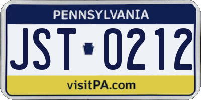 PA license plate JST0212