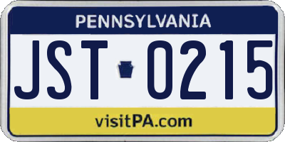 PA license plate JST0215