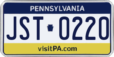 PA license plate JST0220